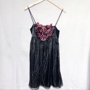 Anthropologie Burlapp Dress w Floral Appliqué